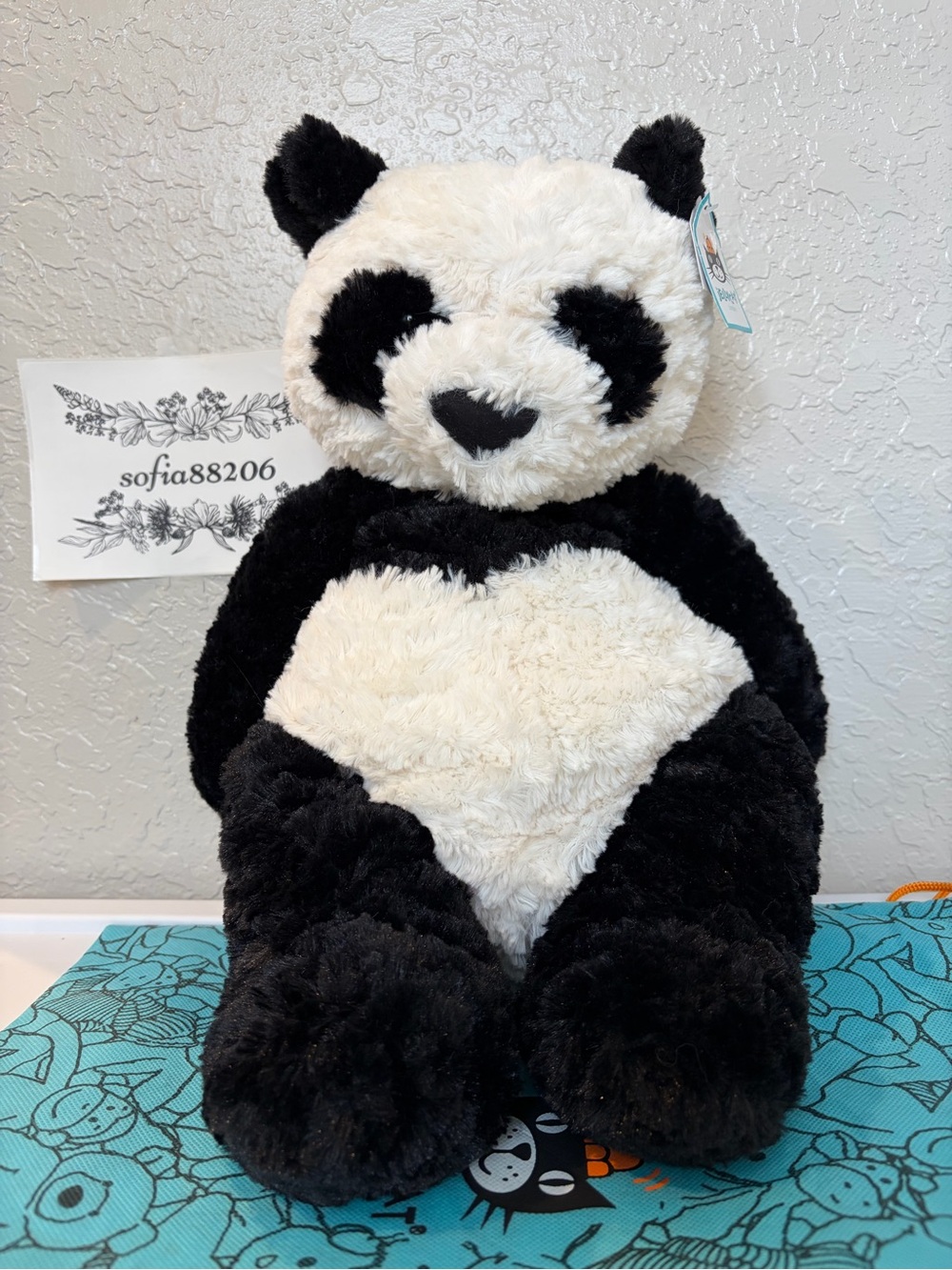 AUTHENTIC❗️Jellycat HUGE Montgomery panda 16.5”- NWT &Dust Bag Retired VHTF